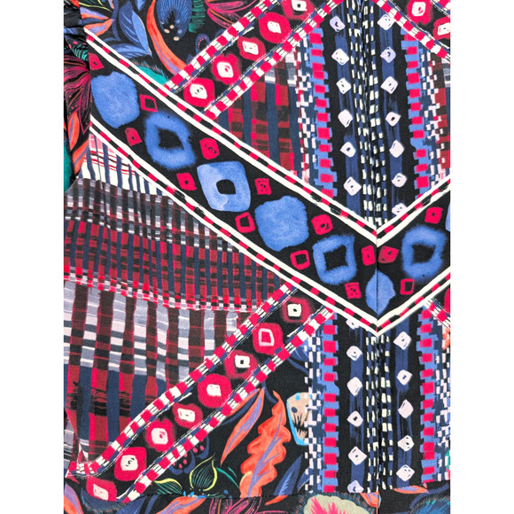 Saloni Elodie C Garnet Bandhani Silk Dress Size 6 A Line Ruffle Boho Glam Luxe - Picture 10 of 15